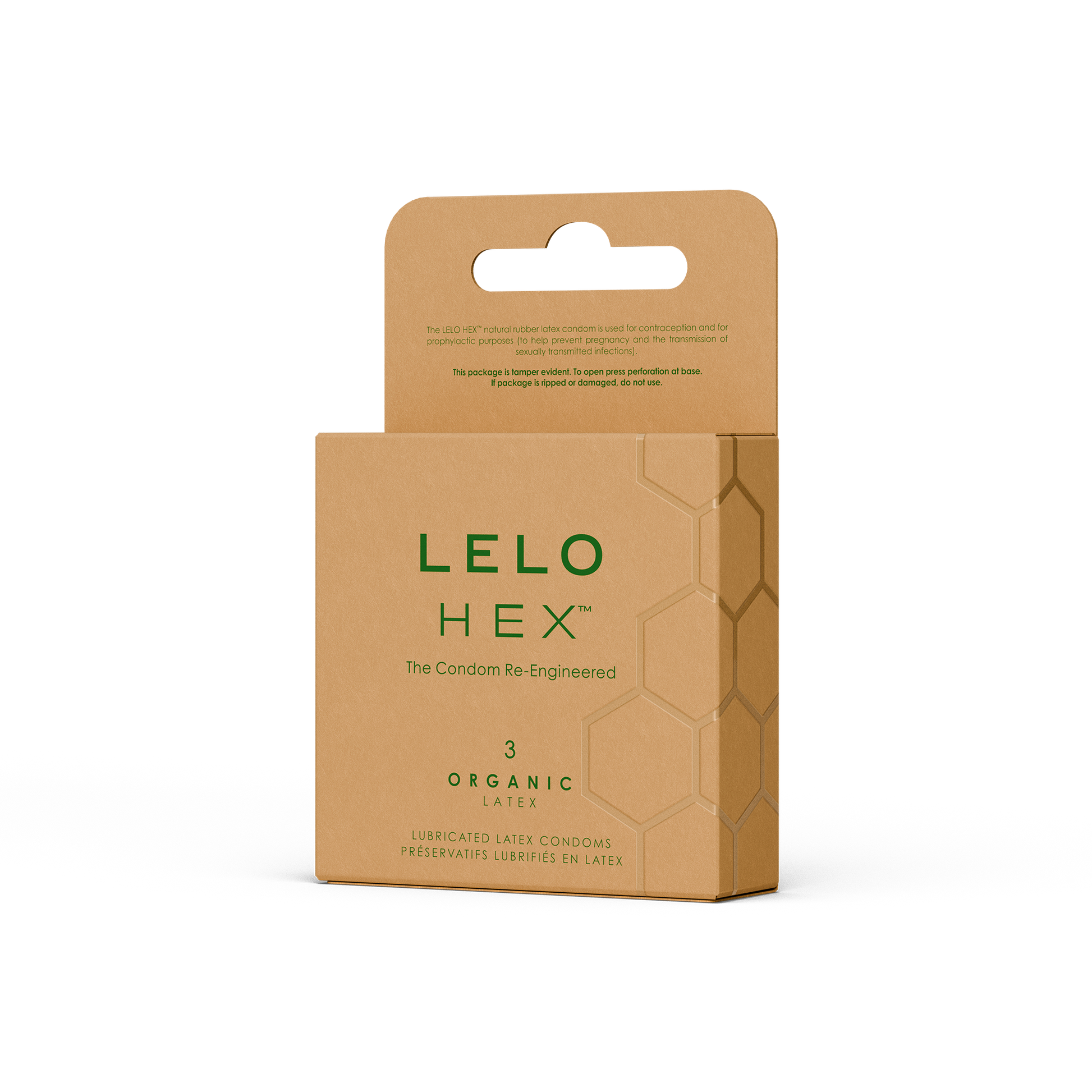 preservativi profilattici condom lelo hex organic confezione da 3 epackaging 3 pack