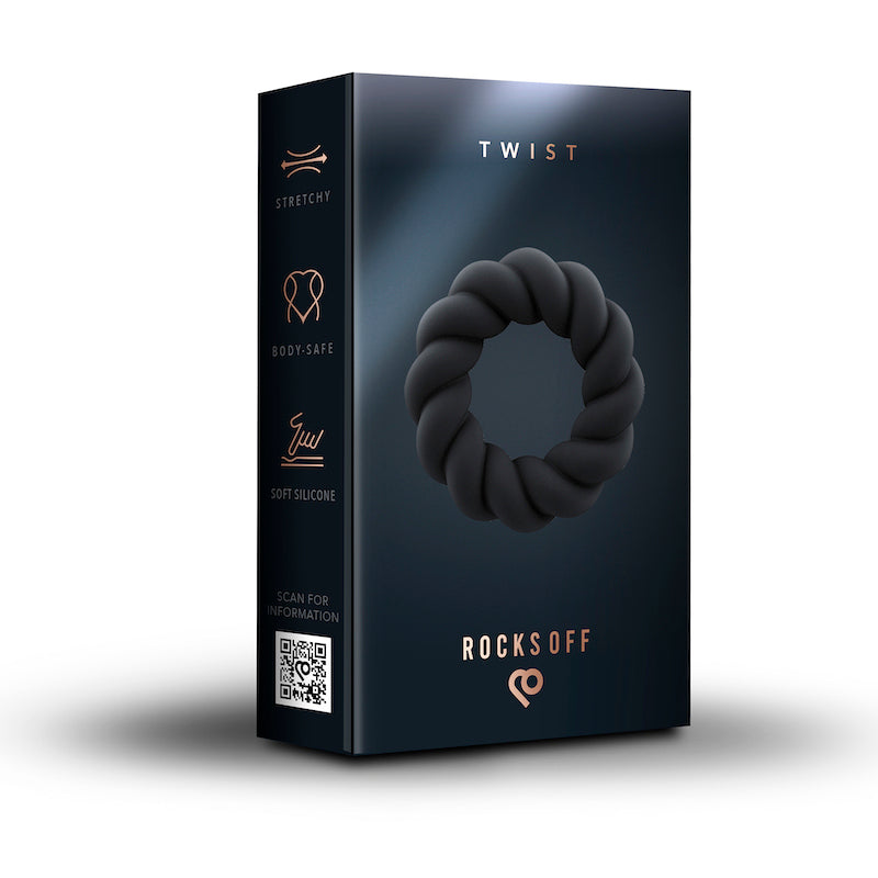 cock ring twist di rocks off packaging scatola nera in cartone