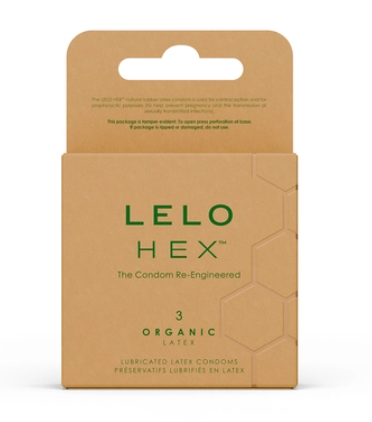Lelo preservativi profilattici hex organic packaging 3 pezzi beige